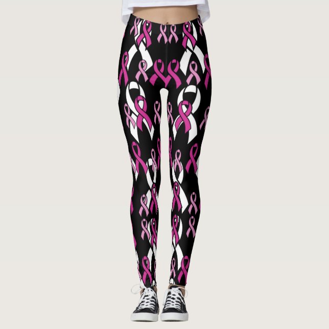 Rosa Rosett band... bröstcancer Leggings (Framsida)