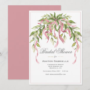Rosa Rosett band Greenery Elegant Möhippa Invit Inbjudningar