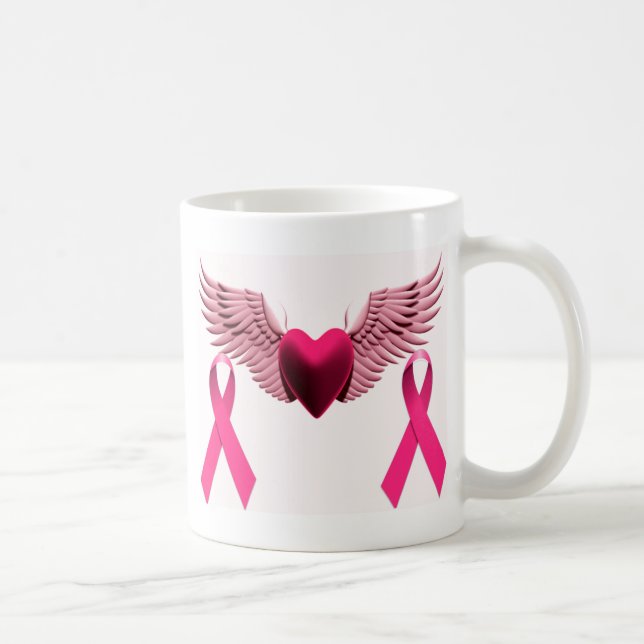 Rosa rosett band & hjärta av kärlek & service kaffemugg (Höger)