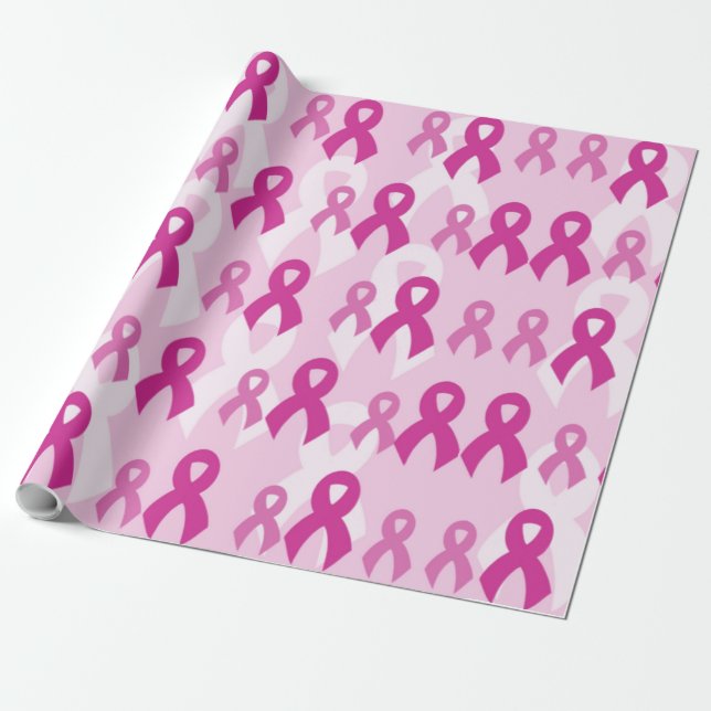 Rosa Rosett band/ljus... bröstcancer Presentpapper (Utrullad)