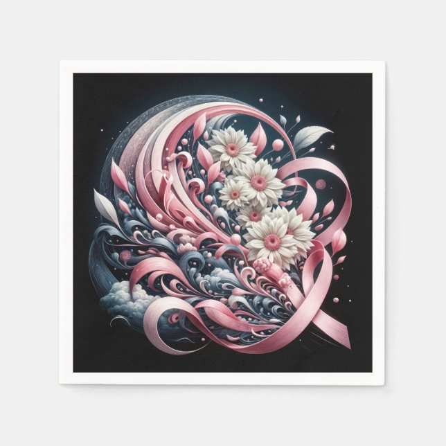 Rosa Rosett band och Daisy Bouquet Pappersservett (Framsidan)