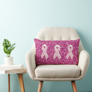 Rosa Rosett band och Faux Glitter Lumbarkudde