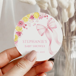 Rosa rosett citron baby shower-dekal runt klistermärke