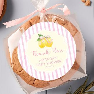 Rosa rosett citron baby shower-dekal runt klistermärke
