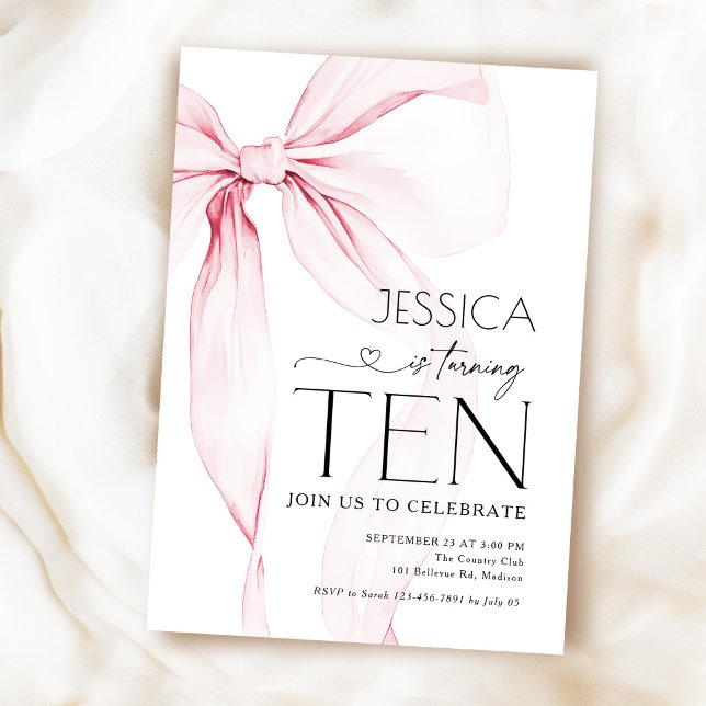Rosa rosett Coquette 10-årsdag Inbjudningar (Skapare uppladdad)