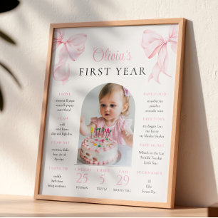 Rosa rosett födelsedagsfirande ettårsjubileum poster