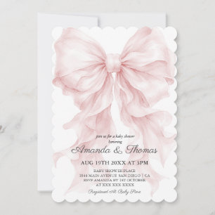 Rosa rosett Priddy babyfest Inbjudningar