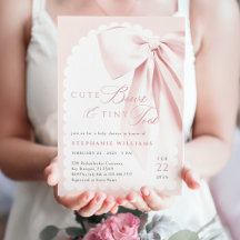 Rosa rosett Snygga rosetter Baby Shower-inbjudan