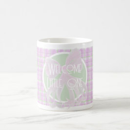 Rosa rosett - Välkommen lilla en - rosa grön rutig Kaffemugg