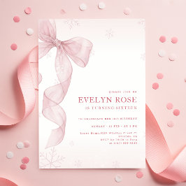 Rosa rosett Vinter Snöflinga 16-årsdag Inbjudningar
