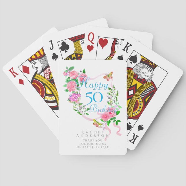 Rosa rosettband 50-årsdag casinokort (Baksidan)