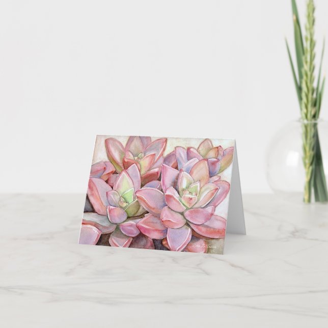 Rosa rosette succulte note card kort (Framsida)