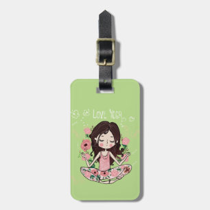 Rosa rosflickan älskar Yoga Bagagebricka