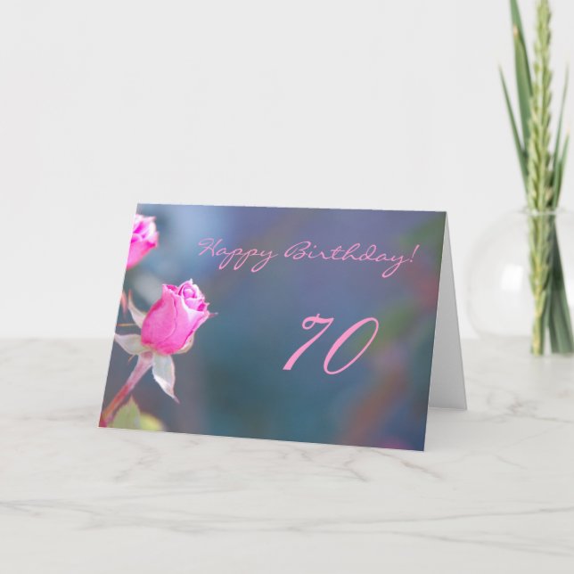Rosa rosfödelsedag 70 år kort (Framsida)
