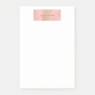 Rosa rosguld pudrar rektangellyxvit post-it block