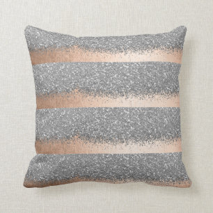 Rosa rosguld pudrar silverglitterrandar kudde
