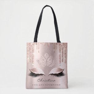 Rosa rosguldrodnaden flår Sparkly diamantMakeup Tygkasse