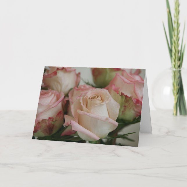 Rosa roshälsningkort kort (Framsida)