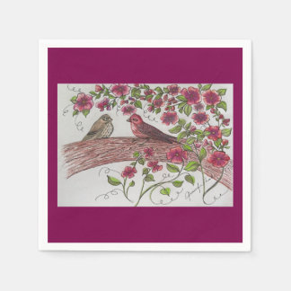 Rosa Rosie Finches Napkins Pappersservett