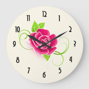Rosa rosillustration stor klocka