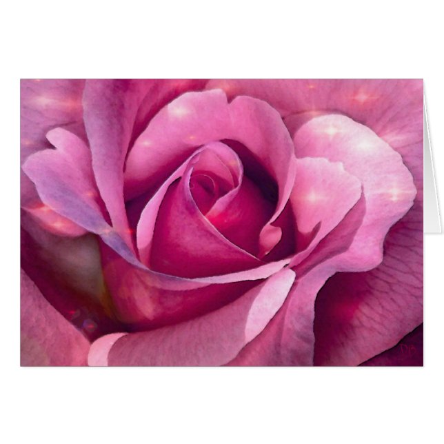 Rosa roskort hälsningskort (Framsidan Horizontal)