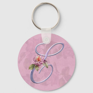Rosa rosMonogram E Nyckelring