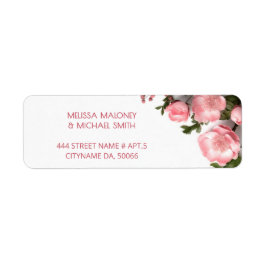 Rosa rosor 3D blommor |  Bröllop Returadress Etikett