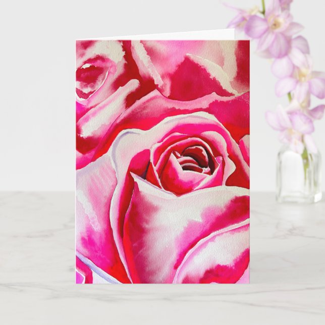 Rosa rosor akvarell konst kort (Orkide)