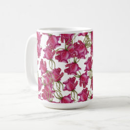 Rosa rosor akvarellkonst Handmålad Kaffemugg