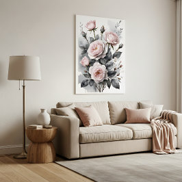 Rosa rosor akvarellmålning poster
