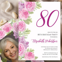 Rosa rosor Anpassad fotomall 80-årsdag