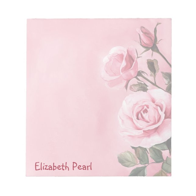 Rosa Rosor ANPASSAT NAMN Matvaruinköp Att Göra-Lis Anteckningsblock (Framsida)