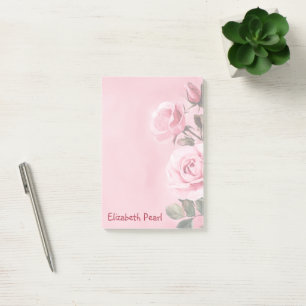 Rosa Rosor ANPASSAT NAMN Matvaruinkop Lista Post-it Block