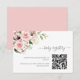 Rosa rosor Baby Shower inklusionskort med QR-kod Tilläggskort