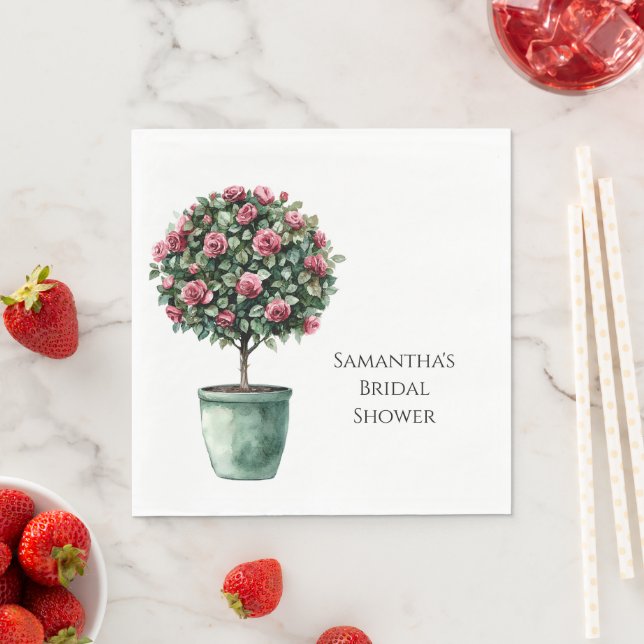 Rosa rosor Blommande träd Bröllopsfest Pappersservett (Insitu)