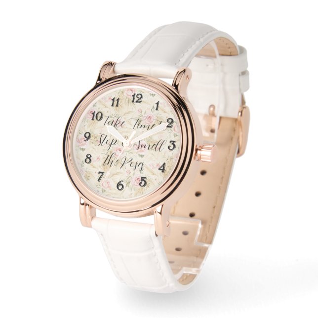Rosa rosor Blommig Armbandsur (Vinkel)