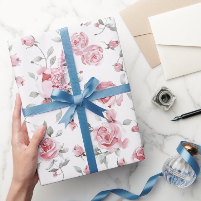 Rosa rosor Blommig bröllopsdusch Presentpapper (Gifting)