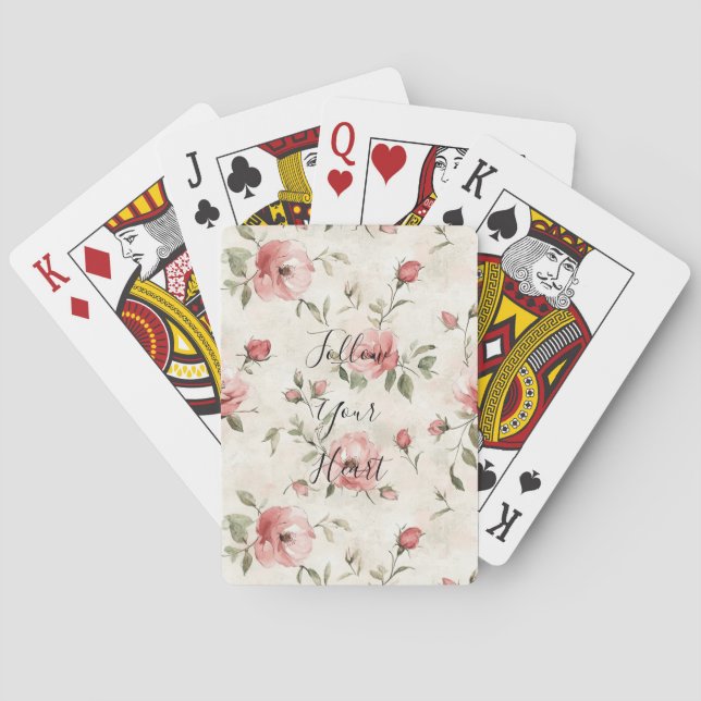 Rosa rosor Blommig  Casinokort (Baksidan)