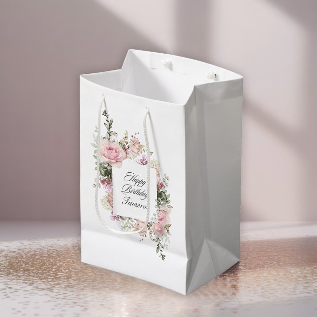 Rosa rosor Blommig Glad födelsedag med namn (Skapare uppladdad)
