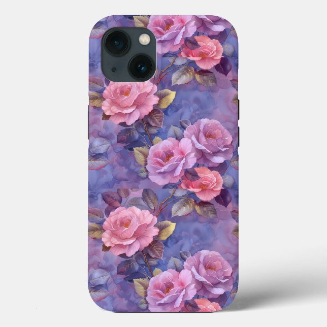 Rosa rosor Blommig iPhone-fodral Blommor (Baksida)