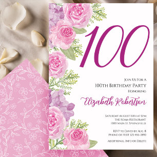 Rosa rosor Blommig mall 100-årsdag
