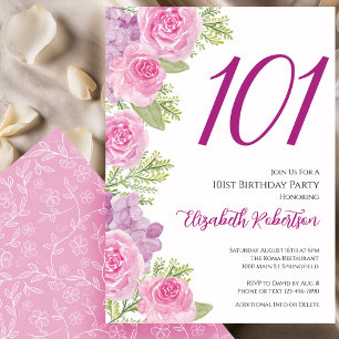 Rosa rosor Blommig mall 101-årsdag