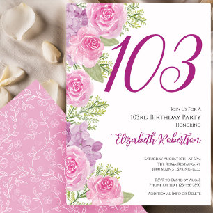 Rosa rosor Blommig mall 103-årsdag
