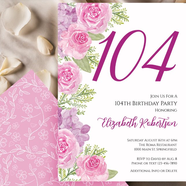 Rosa rosor Blommig mall 104-årsdag (Skapare uppladdad)