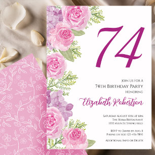 Rosa rosor Blommig mall 74-årsdag