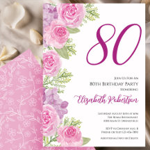Rosa rosor Blommig mall 80-årsdag