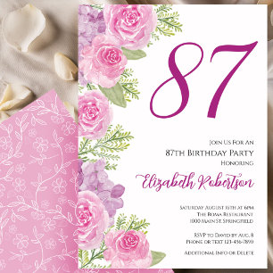 Rosa rosor Blommig mall 87-årsdag