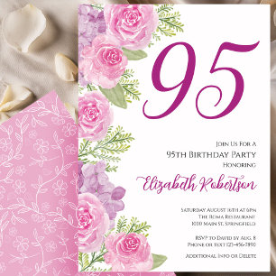 Rosa rosor blommig mall 95-årsdag