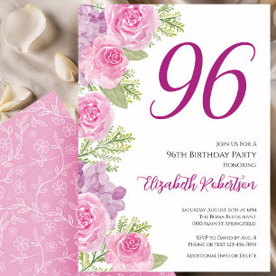 Rosa rosor Blommig mall 96-årsdag