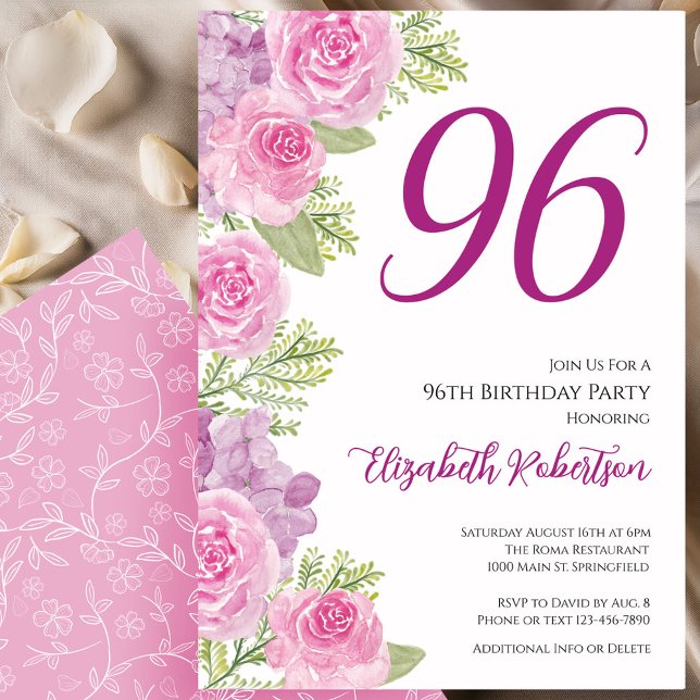 Rosa rosor Blommig mall 96-årsdag (Skapare uppladdad)